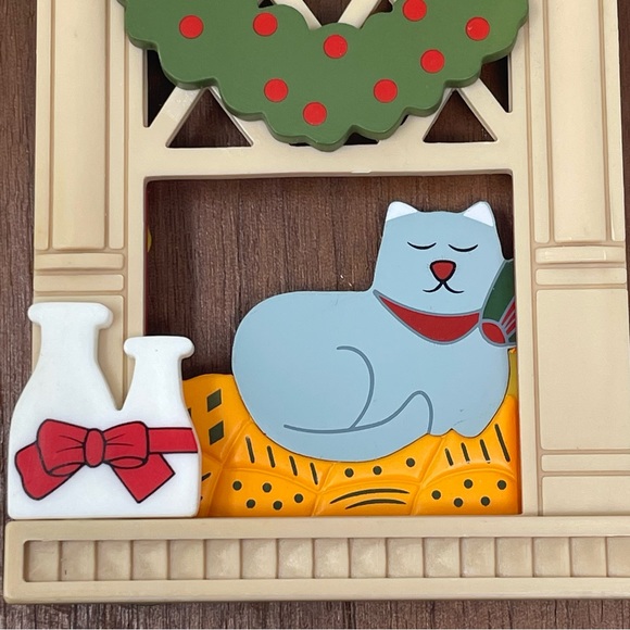 Vintage 80s Peekaboo Kitty Cat Window Ornament Hanging Decor - Picture 8 of 14